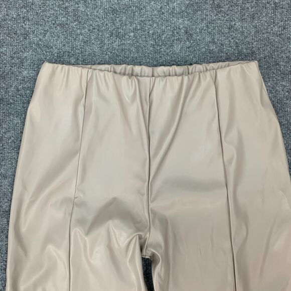 PrettyLittleThing Trouser Womens 6 Stone Faux Leather Seam Detail Straight Leg - Picture 3 of 16